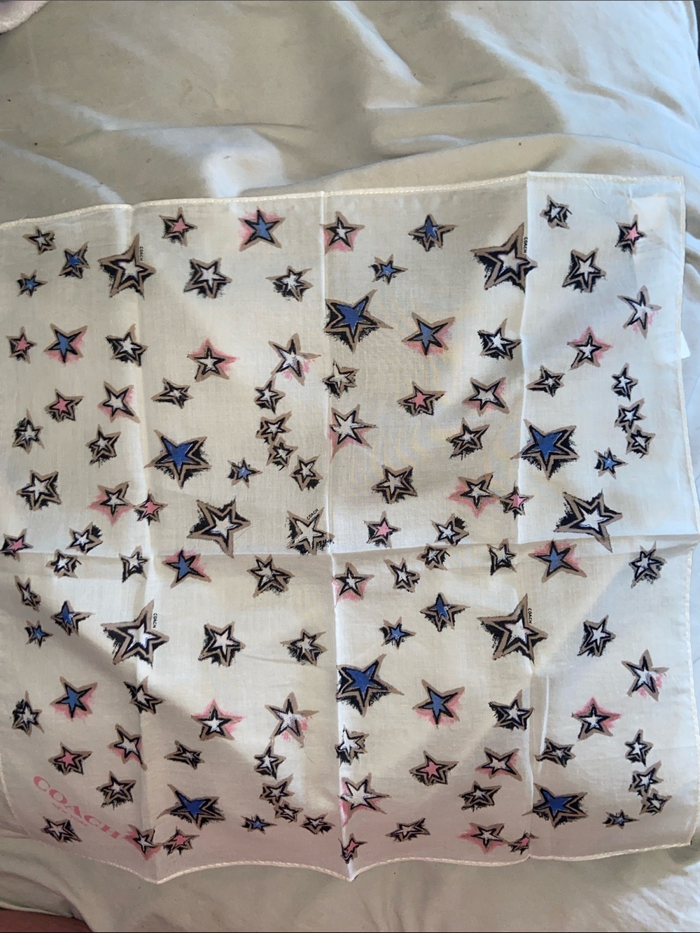 Coach Star Print Hanker-chief Bag Scarf EUC